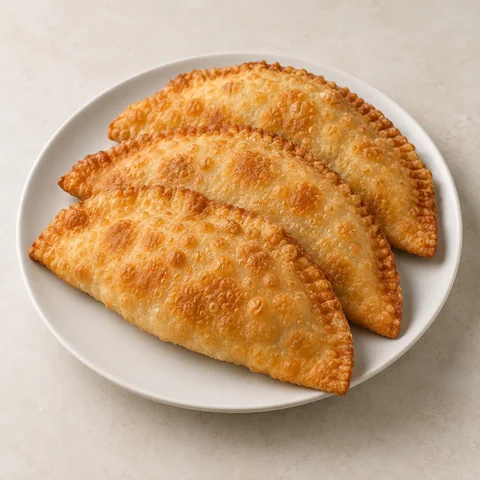 Czebureki z kurczakiem i serem cheddar - na ciepło — ilustracja propozycji podania