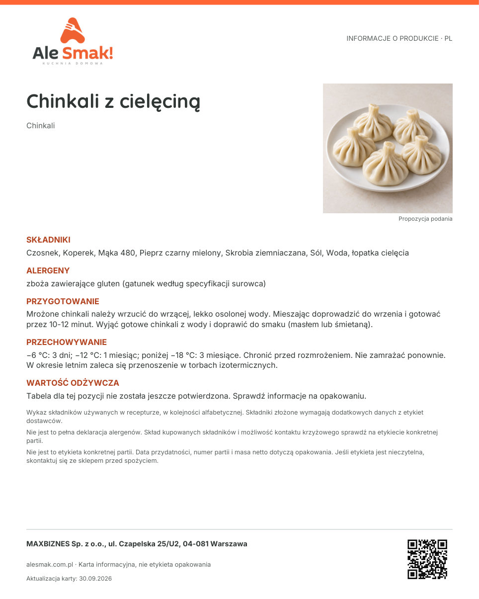 Karta informacyjna (PL): Chinkali z cielęciną