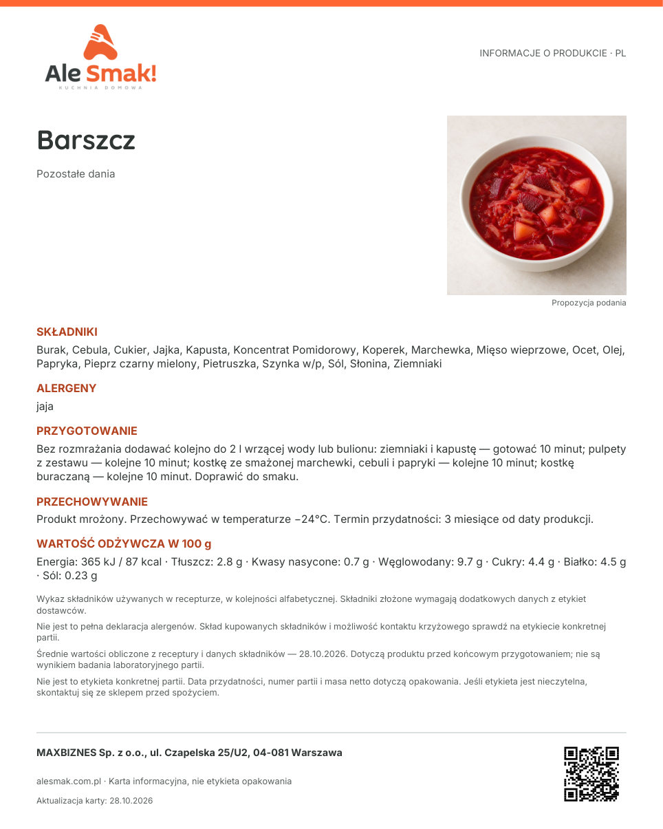 Karta informacyjna (PL): Barszcz
