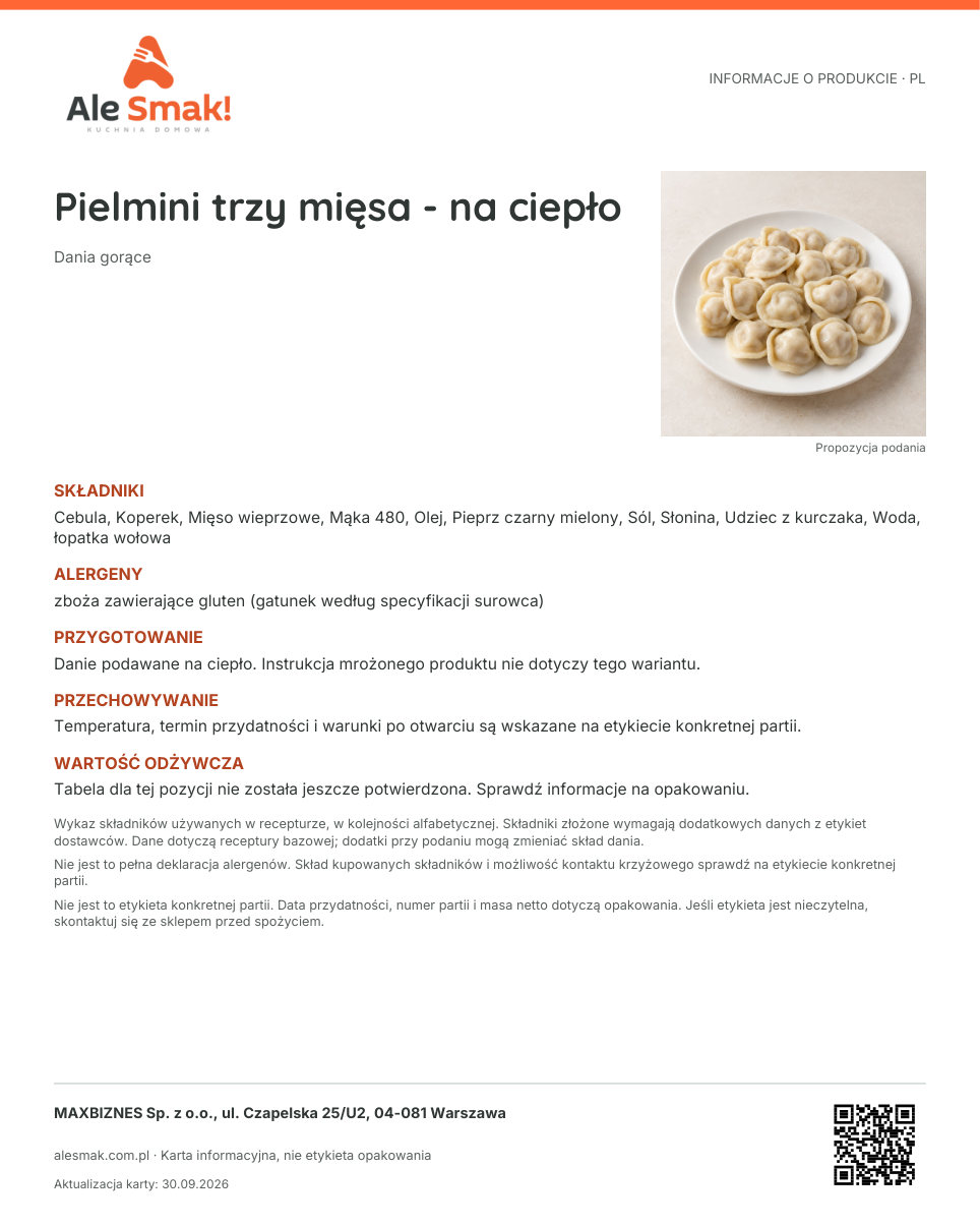 Karta informacyjna (PL): Pielmini trzy mięsa - na ciepło