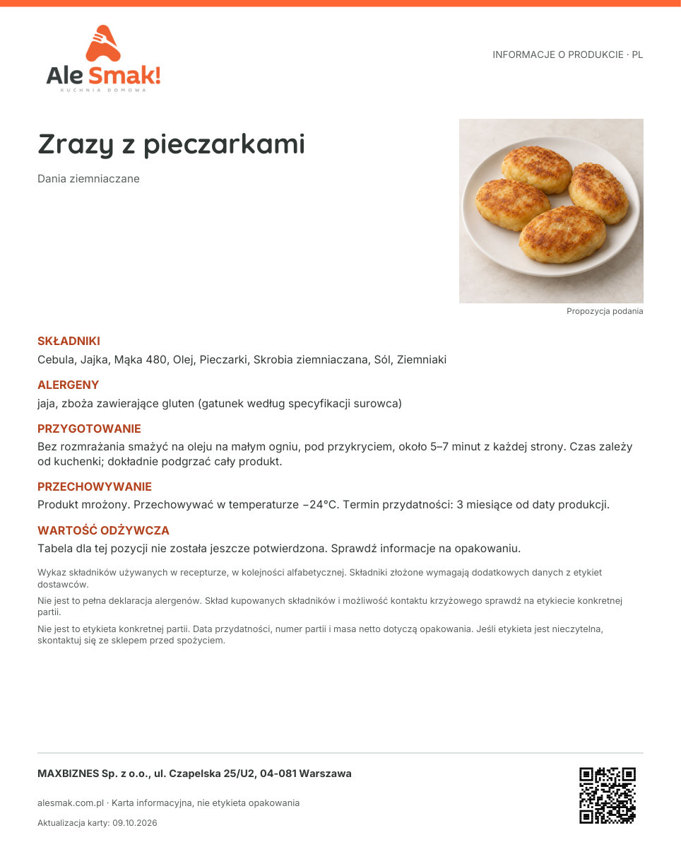 Karta informacyjna (PL): Zrazy z pieczarkami